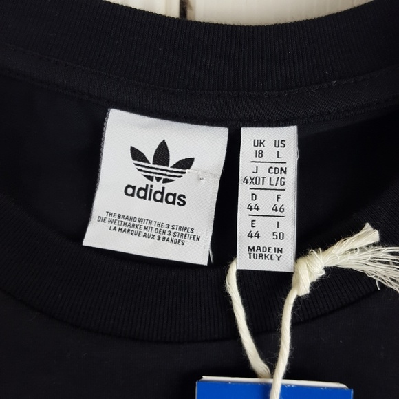 Adidas Floral Black Graph Cropped Top Tee Trefoil - Picture 5 of 8